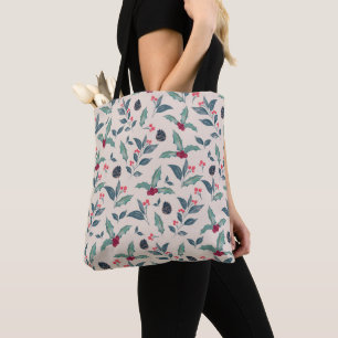 Elegant Winter bloemenkerstfeest Waterverf Tote Bag
