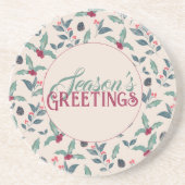 Elegant Winter bloemenkerstfeest Waterverf Zandsteen Onderzetter (Voorkant)