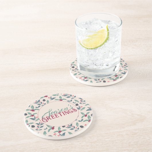 Elegant Winter bloemenkerstfeest Waterverf Zandsteen Onderzetter (Zijkant)