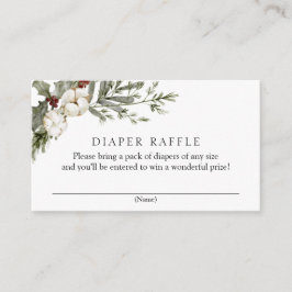 Elegant Winter Bloemenluier Raffle Baby shower Informatiekaartje