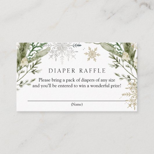 Elegant Winter Bloemenluier Raffle Baby shower Informatiekaartje (Voorkant)