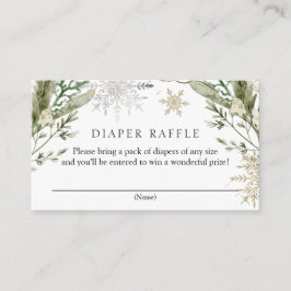 Elegant Winter Bloemenluier Raffle Baby shower Informatiekaartje