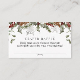 Elegant Winter Bloemenluier Raffle Baby shower Informatiekaartje