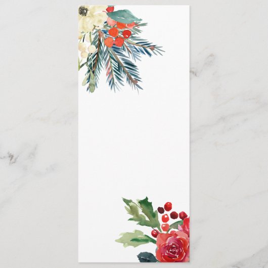 Elegant Winter bloemenmenu sjabloon Menu (Achterkant)