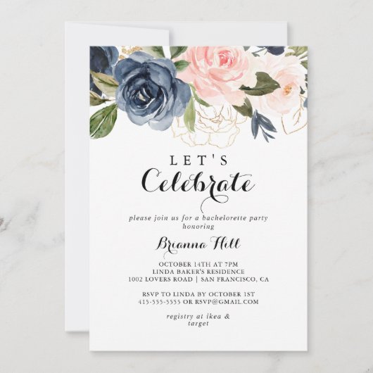 Elegant Winter Bloemfeest Laten we feest vieren Kaart (Voorkant)