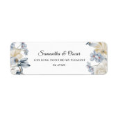Elegant Winter Blue en White Flowers Etiket (Voorkant)