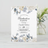 Elegant Winter Blue en White Flowers Kaart (Staand voorkant)