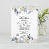 Elegant Winter Blue en White Flowers Kaart (Staand voorkant)