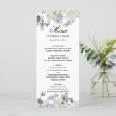 Elegant Winter Blue en White Flowers Menu (Staand voorkant)