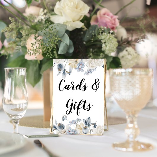 Elegant Winter Blue en White Flowers Poster