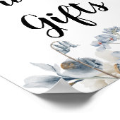 Elegant Winter Blue en White Flowers Poster (Hoek)