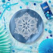 Elegant Winter Blue en White Snowflake Kerstmis Papieren Bordje (Feest)