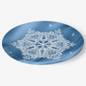 Elegant Winter Blue en White Snowflake Kerstmis Papieren Bordje (Gekanteld)