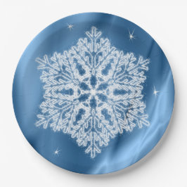 Elegant Winter Blue en White Snowflake Kerstmis Papieren Bordje