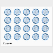 Elegant Winter Blue en White Snowflake Kerstmis Ronde Sticker (Vel)