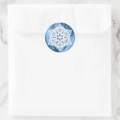 Elegant Winter Blue en White Snowflake Kerstmis Ronde Sticker (Tas)