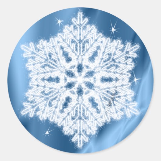 Elegant Winter Blue en White Snowflake Kerstmis Ronde Sticker (Voorkant)