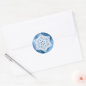 Elegant Winter Blue en White Snowflake Kerstmis Ronde Sticker (Envelop)