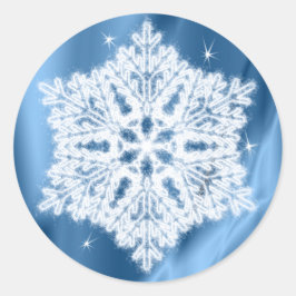 Elegant Winter Blue en White Snowflake Kerstmis Ronde Sticker
