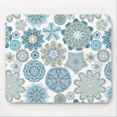 Elegant Winter Blue Fantasy Snow Flakes Patroon Muismat (Voorkant)