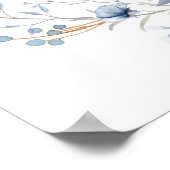 Elegant Winter Blue Floral Baby shower Welkom Poster (Hoek)