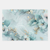 Elegant Winter Blue Florals Luxe Aesthetics Inpakpapier Vel (Voorkant 2)