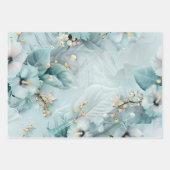 Elegant Winter Blue Florals Luxe Aesthetics Inpakpapier Vel (Voorkant)