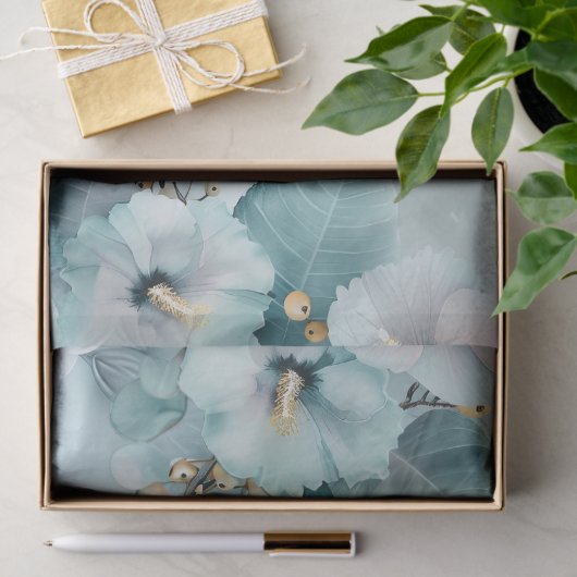 Elegant Winter Blue Florals Luxe Aesthetics  Tissuepapier (Geschenk)