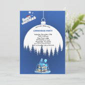 Elegant Winter Blue Kerstparty Kaart (Staand voorkant)