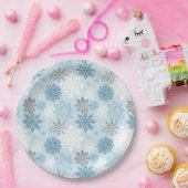 Elegant Winter Blue Silver Glitter Snowflakes Papieren Bordje (Feest)