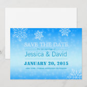 Elegant Winter Blue Snowflakes Save the Date (Voorkant / Achterkant)