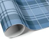 Elegant Winter Blue Tartan Plaid Gender-Neutral Cadeaupapier (Rol Hoek)