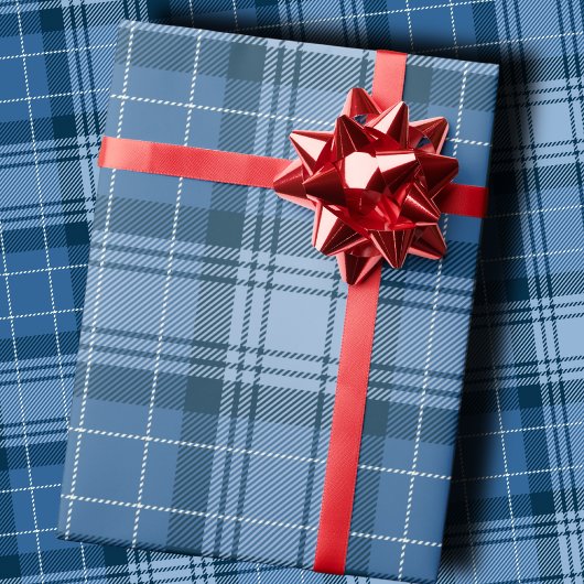 Elegant Winter Blue Tartan Plaid Gender-Neutral Cadeaupapier