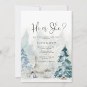 Elegant Winter bos geslacht onthullen Hij of Zij Kaart (Voorkant)