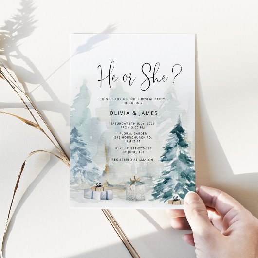 Elegant Winter bos geslacht onthullen Hij of Zij Kaart