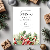 Elegant Winter Botanical Christmas Party  Kaart