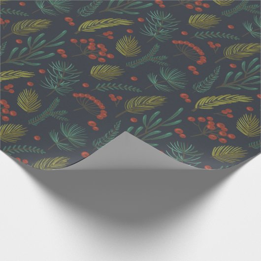 Elegant Winter Botanical Greenery Cadeaupapier (Hoek)
