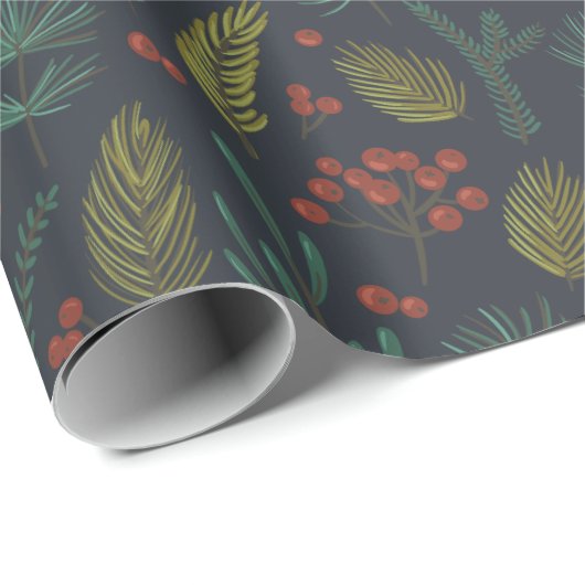 Elegant Winter Botanical Greenery Cadeaupapier (Rol Hoek)