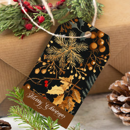 Elegant Winter Botanical Merry Christmas Corporate Cadeaulabel