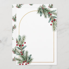 Elegant Winter Botanical Wedding Invitation  Kaart