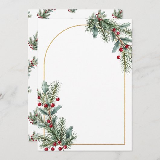 Elegant Winter Botanical Wedding Invitation  Kaart (Voorkant / Achterkant)