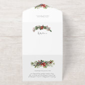 Elegant Winter Botanical Wreath 2-Photo Foil All In One Uitnodiging (Buiten)