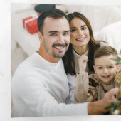 Elegant Winter Botanical Wreath w/Monogram 2-Photo Drieluik Wenskaart (Binnenzijde eerst)