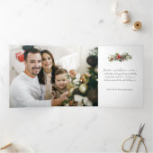 Elegant Winter Botanical Wreath w/Monogram 2-Photo Drieluik Wenskaart (Binnen)