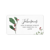 Elegant Winter Botanicals Christmas Return Address Etiket (Voorkant)