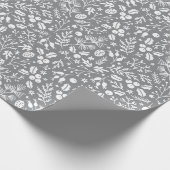 Elegant Winter Botanicals in grijs en wit Cadeaupapier (Hoek)