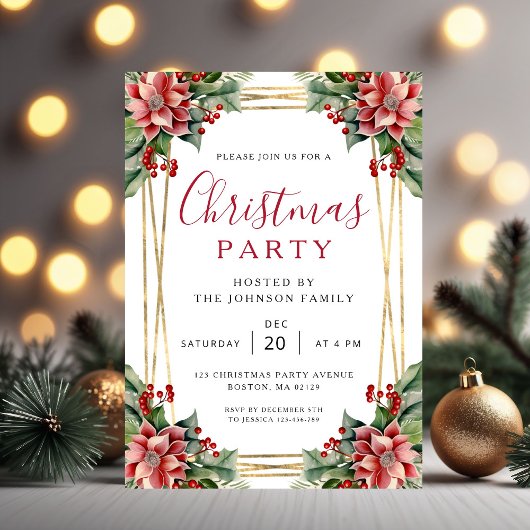 Elegant Winter Botanisch Kerstfeest Kaart