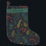 Elegant Winter Botanisch met naam Kleine Kerstsok<br><div class="desc">Combineer elegantie en natuurlijke wintergroen om deze rijke botanische kerstbezetting te creëer.</div>