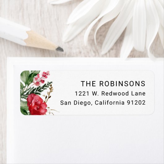 Elegant Winter Botanische Foliage Retouradres Etiket (Insitu)