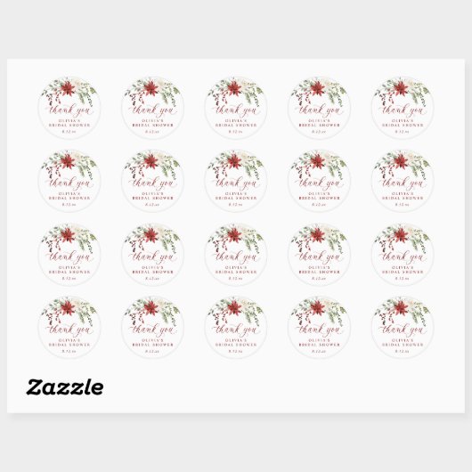 Elegant Winter Bridal Shower Thank You Ronde Sticker (Vel)